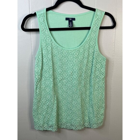 GAP Tops - Mint Green Gap Lace Tank Top XS Cotton Modal